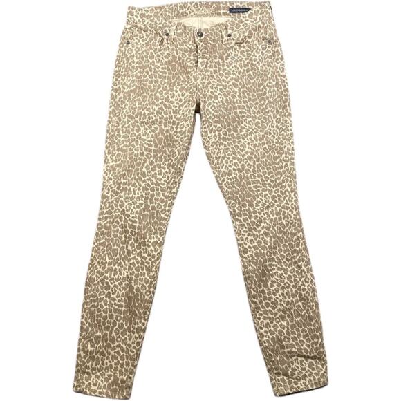 Lucky Brand Sofia Skinny Jeans, Leopard Print, Beige, Size 27 - Picture 2 of 6